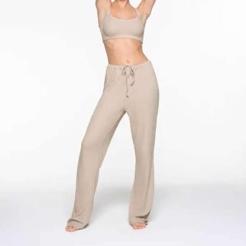 SKIMS Off-White Ribbed Knit Pants